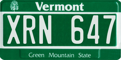 VT license plate XRN647