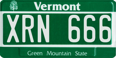 VT license plate XRN666