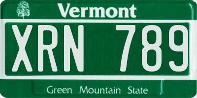 VT license plate XRN789
