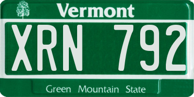 VT license plate XRN792