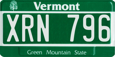 VT license plate XRN796