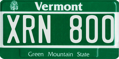 VT license plate XRN800