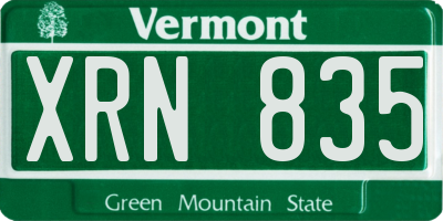 VT license plate XRN835