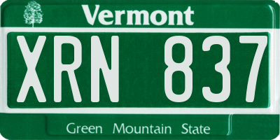 VT license plate XRN837