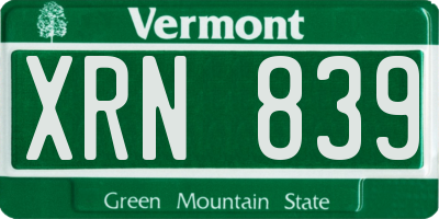 VT license plate XRN839