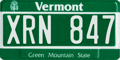 VT license plate XRN847