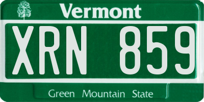 VT license plate XRN859
