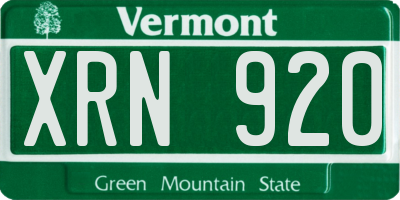 VT license plate XRN920