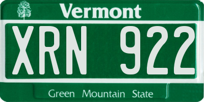 VT license plate XRN922
