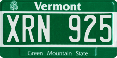 VT license plate XRN925