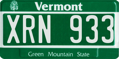VT license plate XRN933