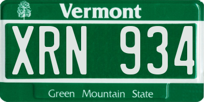 VT license plate XRN934