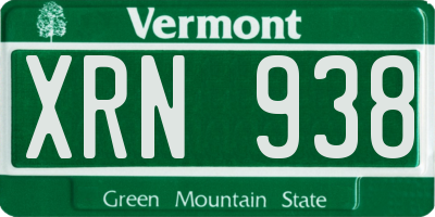 VT license plate XRN938