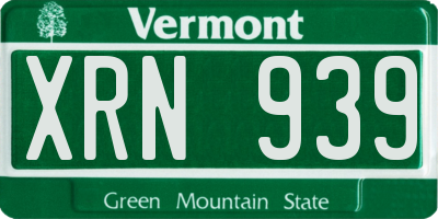 VT license plate XRN939