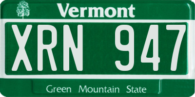 VT license plate XRN947