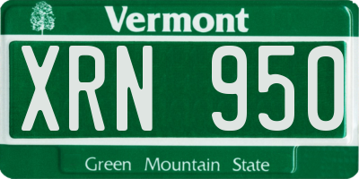 VT license plate XRN950