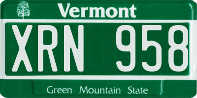 VT license plate XRN958