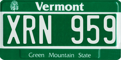 VT license plate XRN959