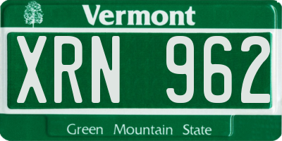 VT license plate XRN962