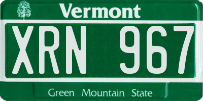 VT license plate XRN967