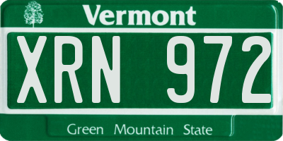 VT license plate XRN972