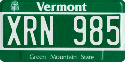VT license plate XRN985