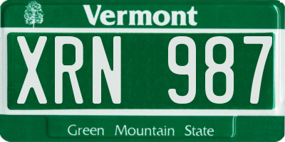 VT license plate XRN987