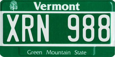 VT license plate XRN988