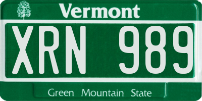 VT license plate XRN989