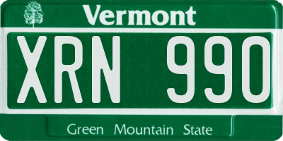 VT license plate XRN990