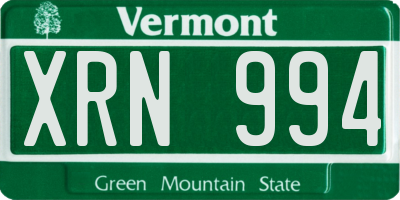 VT license plate XRN994