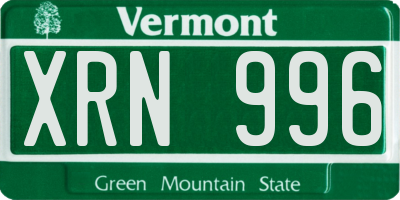 VT license plate XRN996