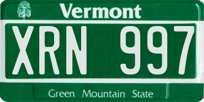 VT license plate XRN997