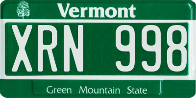 VT license plate XRN998