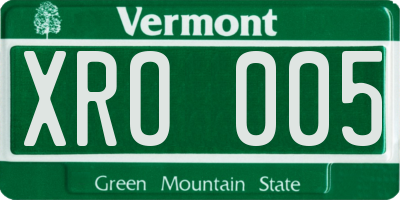 VT license plate XRO005