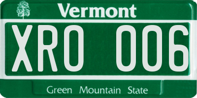 VT license plate XRO006
