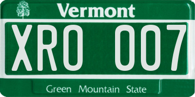 VT license plate XRO007