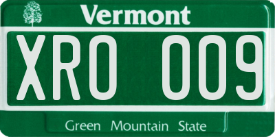 VT license plate XRO009