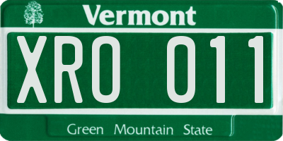 VT license plate XRO011