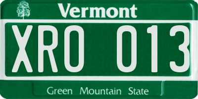 VT license plate XRO013