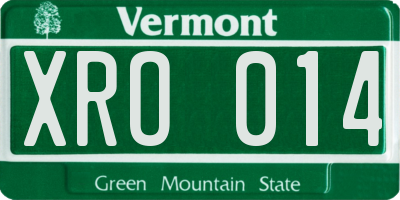 VT license plate XRO014