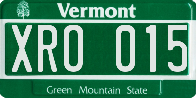 VT license plate XRO015