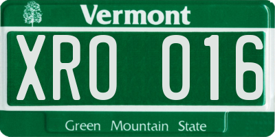 VT license plate XRO016