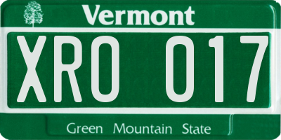 VT license plate XRO017