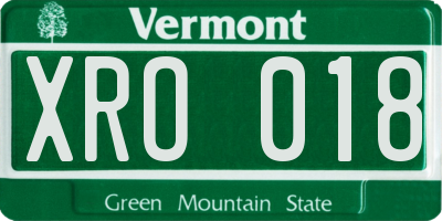 VT license plate XRO018