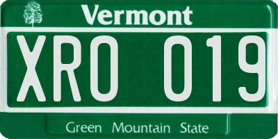 VT license plate XRO019