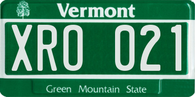 VT license plate XRO021