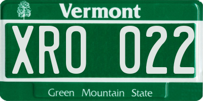 VT license plate XRO022