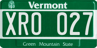 VT license plate XRO027