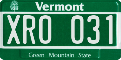VT license plate XRO031
